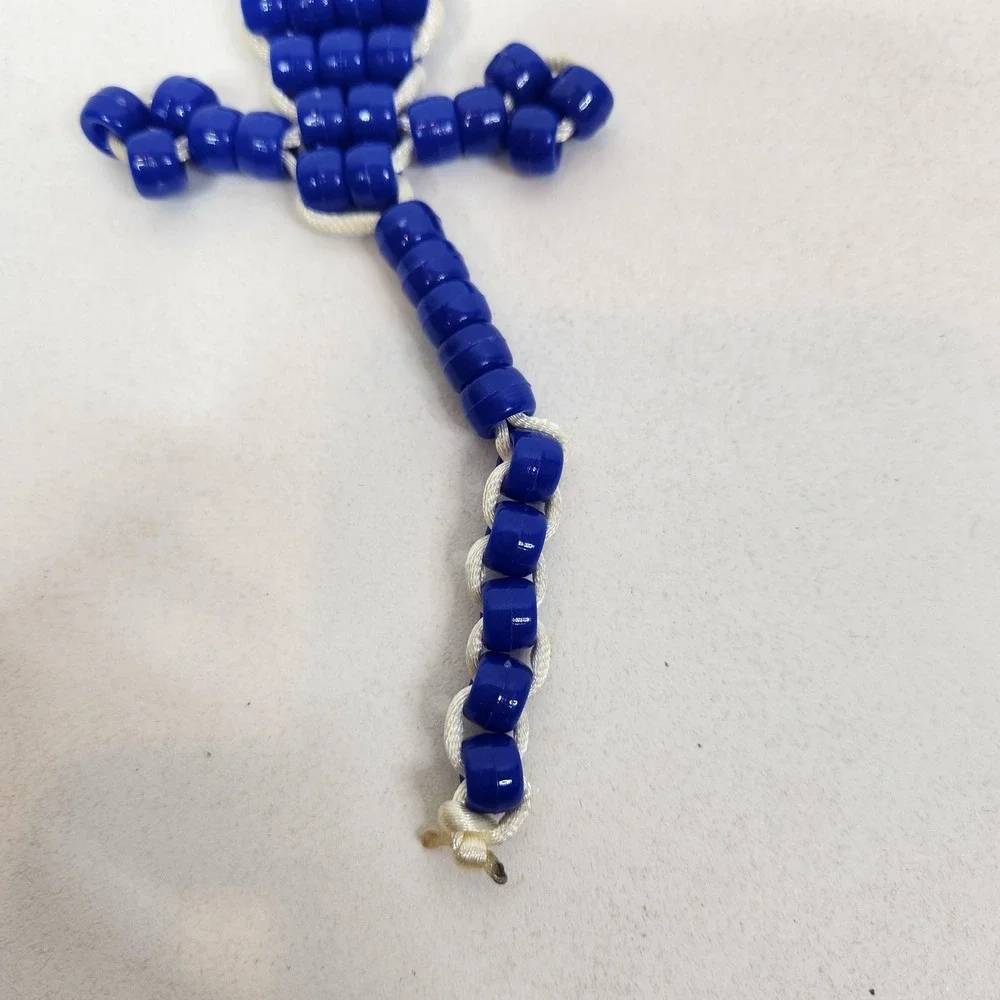 Handmade Pony Beaded Lizard Gecko Keychain Lot Of 5 Multi-Color Plastic Charms